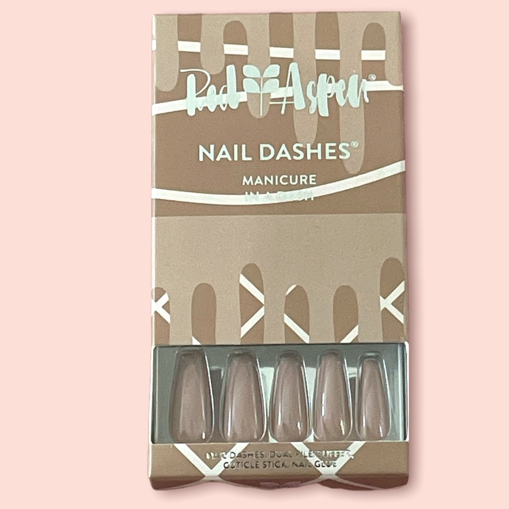NIB Extra Long Ballerina Red Aspen Nail Dashes Salted Caramel Crunch